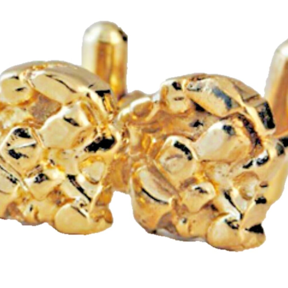 Cuff Links 18kt yellow gold Unisex nugget cufflink man round USA quality New